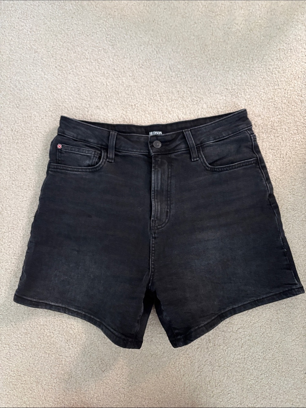 Hudson Jeans Black High-Rise Denim Shorts